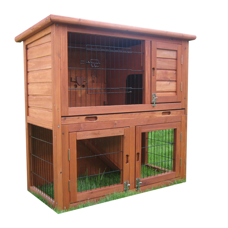 double rabbit hutch with run