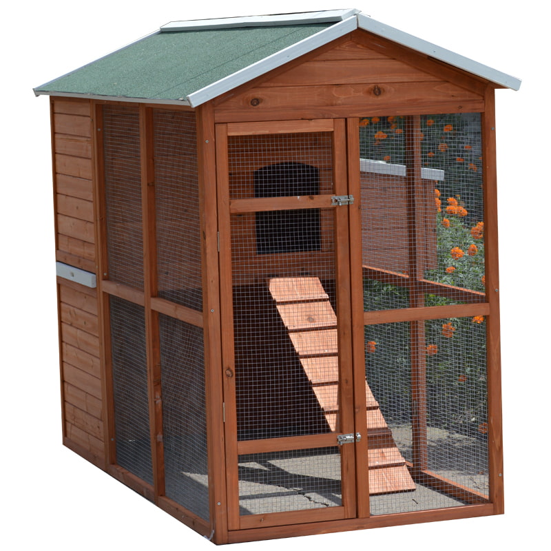 Two layer countryside style wooden chicken coop