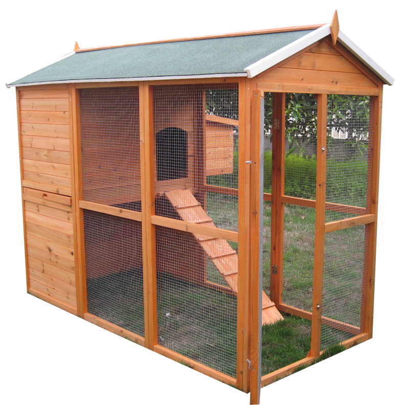 Waterproof wooden chicken coop with ramp