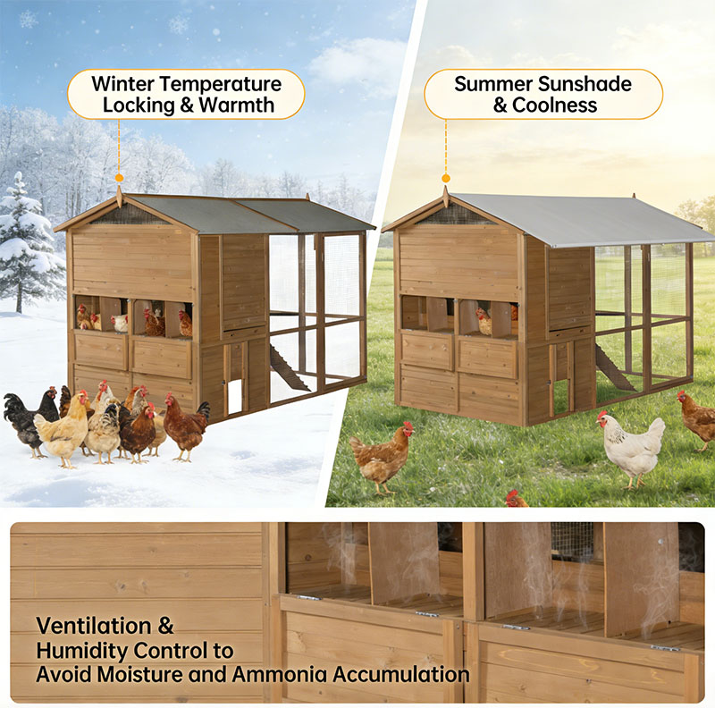 Insulated Healthy Wooden Chicken Cage